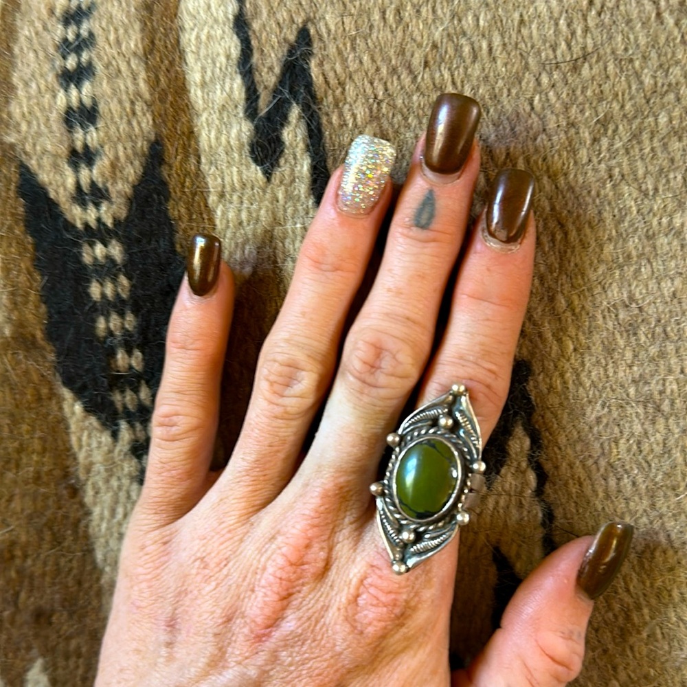 New Mexico green turquoise ring size 6.5